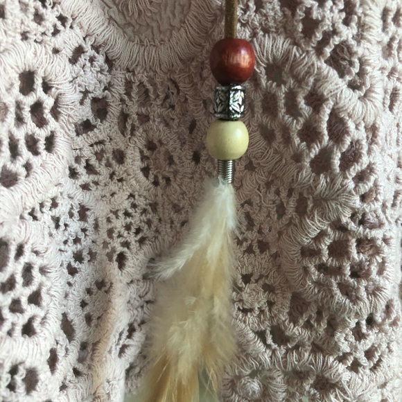 Sold POL embroidery boho feather trim blouse M/L - Picture 4 of 11